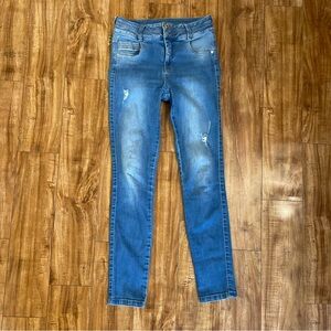 STUDIO F Womens Juniors Blue Skinny Distressed Jeans Size‎ 6